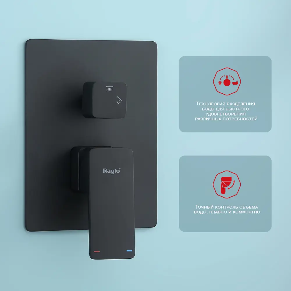 Фото 3 Душевая стойка Raglo R30.27.06 3 режимная цвет черный