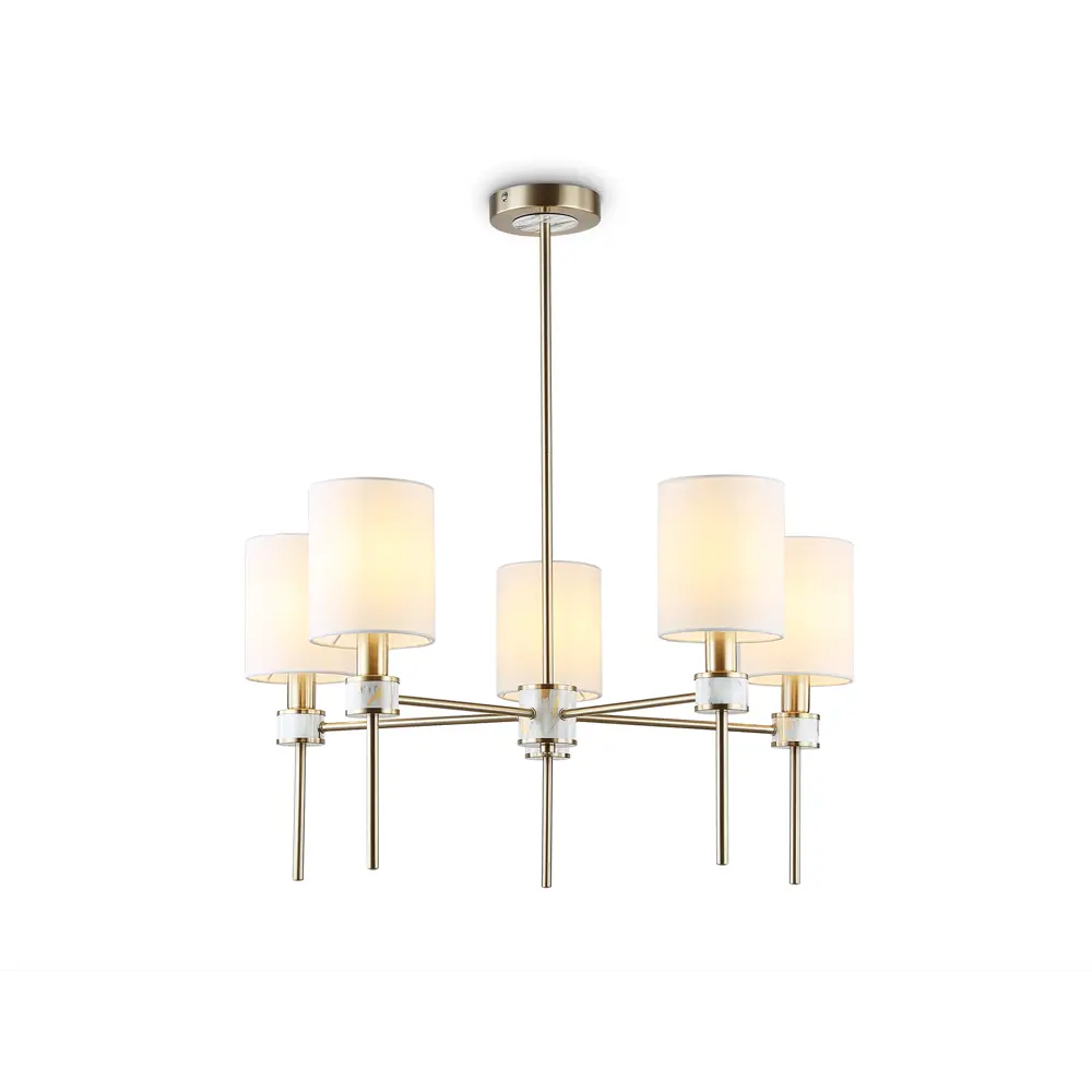 Фото Люстра на штанге Ambrella Light High Ambr_lh72371 5 ламп 20 м² цвет белый/латунь Фото Люстра на штанге Ambrella Light High Ambr_lh72371 5 ламп 20 м² цвет белый/латунь