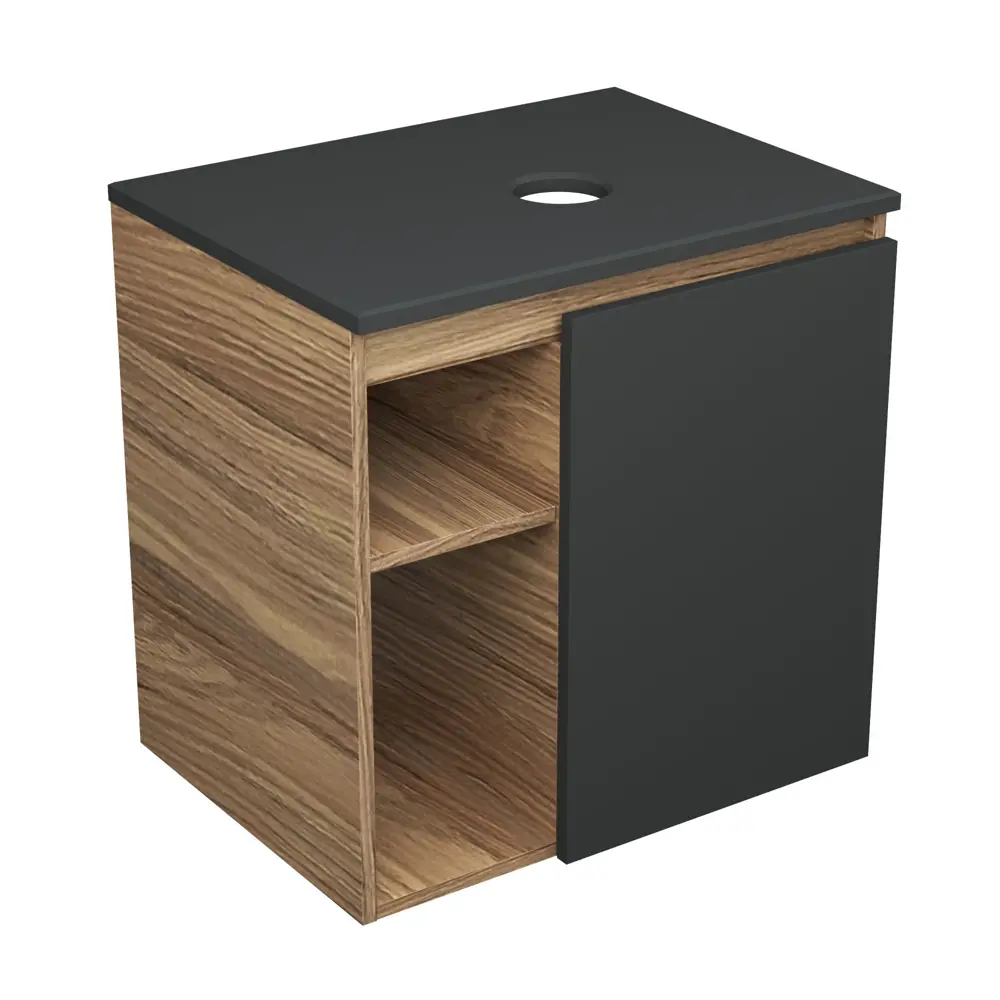 Фото 3 Тумба Bauedge Bau Dream Blackwood 60 правая SD4377 графит раковина Cerama 48x37 темно-серая матовая смеситель Hotel Black Черный Фото 3 Тумба Bauedge Bau Dream Blackwood 60 правая SD4377 графит раковина Cerama 48x37 темно-серая матовая смеситель Hotel Black Черный