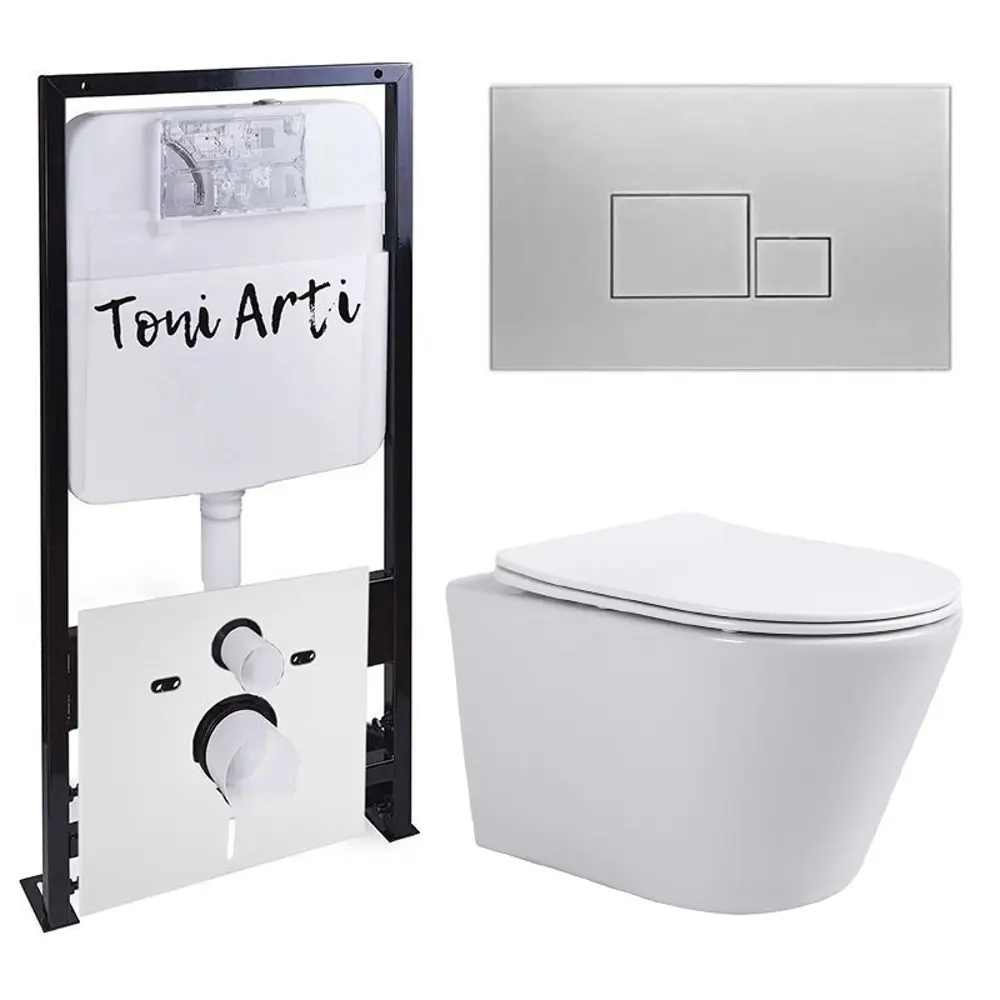 Фото Комплект инсталляция с подвесным унитазом TONI ARTI TA-01 Forli с клавишей Tocco TA-0060 с сиденьем с микролифтом Фото Комплект инсталляция с подвесным унитазом TONI ARTI TA-01 Forli с клавишей Tocco TA-0060 с сиденьем с микролифтом