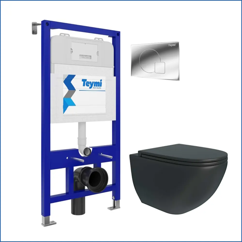 Фото Комплект Teymi F07238: Инсталляция Aina 52, клавиша смыва Ellie хром, унитаз Lina S Black Фото Комплект Teymi F07238: Инсталляция Aina 52, клавиша смыва Ellie хром, унитаз Lina S Black
