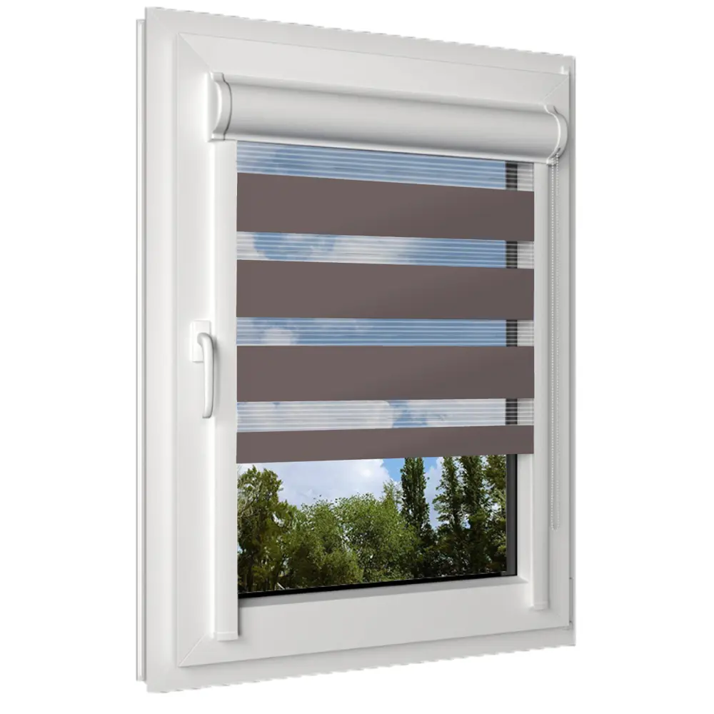 Фото Рулонная штора день/ночь Унистайл RKRZKORI044190, 44x190 см, цвет коричневый