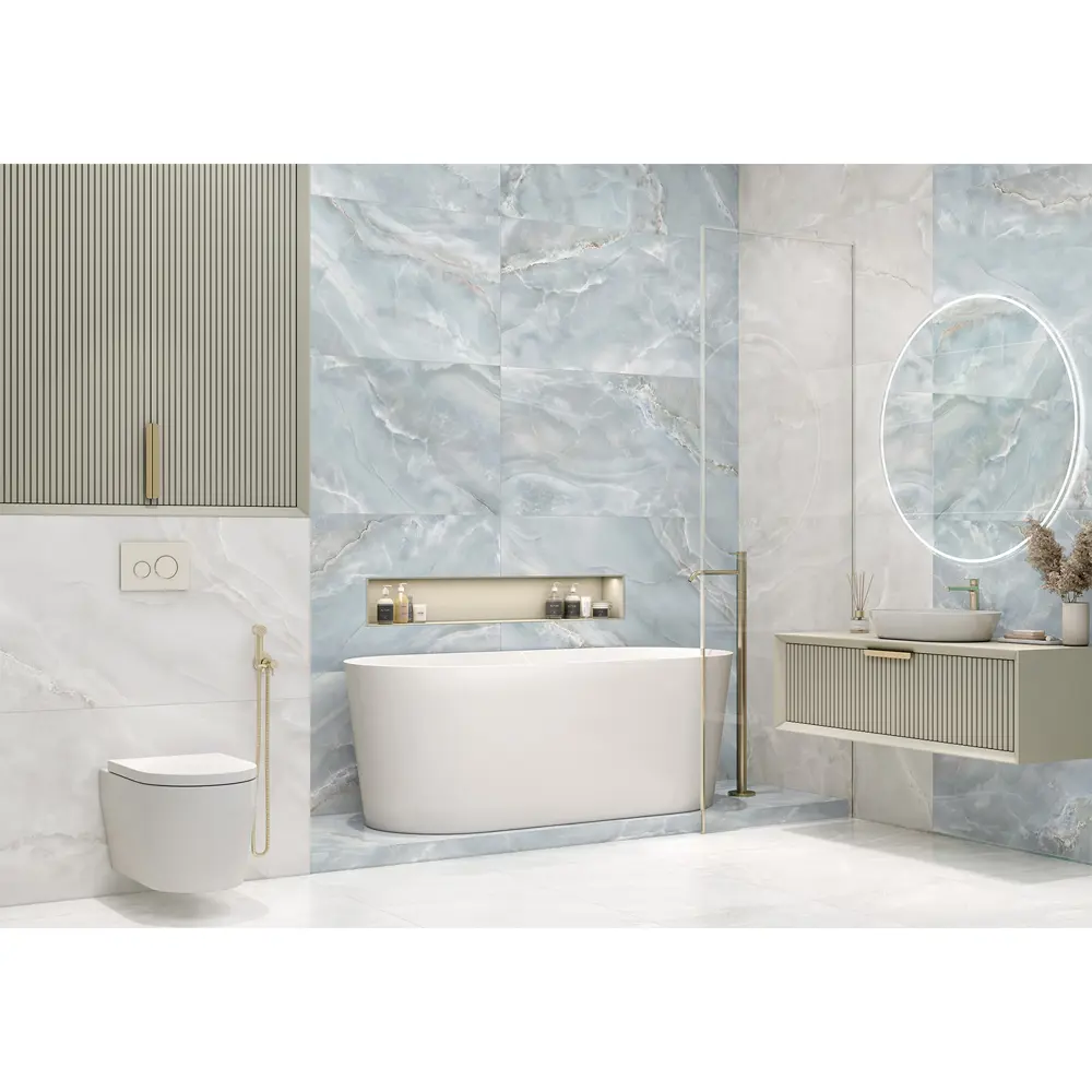 Фото Керамогранит Artkera group Onyx 60120ONB06M 60x120см цвет голубой Фото Керамогранит Artkera group Onyx 60120ONB06M 60x120см цвет голубой