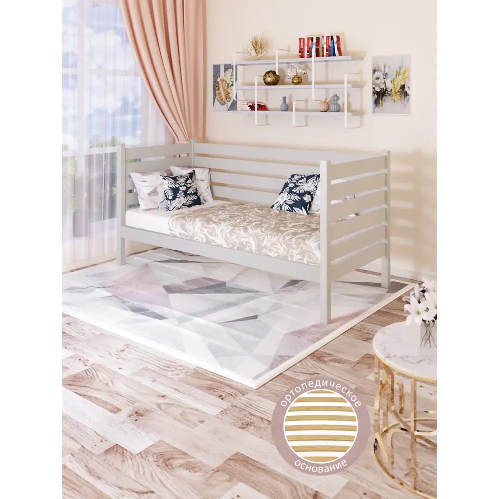 Фото 3 Тахта Solarius ортопедическое основание высокими бортиками 100x101x170 см сосна цвет платиновый