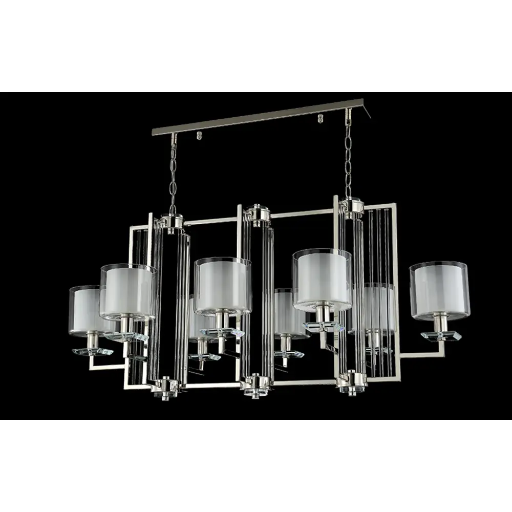 Фото 3 Люстра подвесная Crystal Lux 308l_3400 8 ламп 16 м² цвет никель Фото 3 Люстра подвесная Crystal Lux 308l_3400 8 ламп 16 м² цвет никель