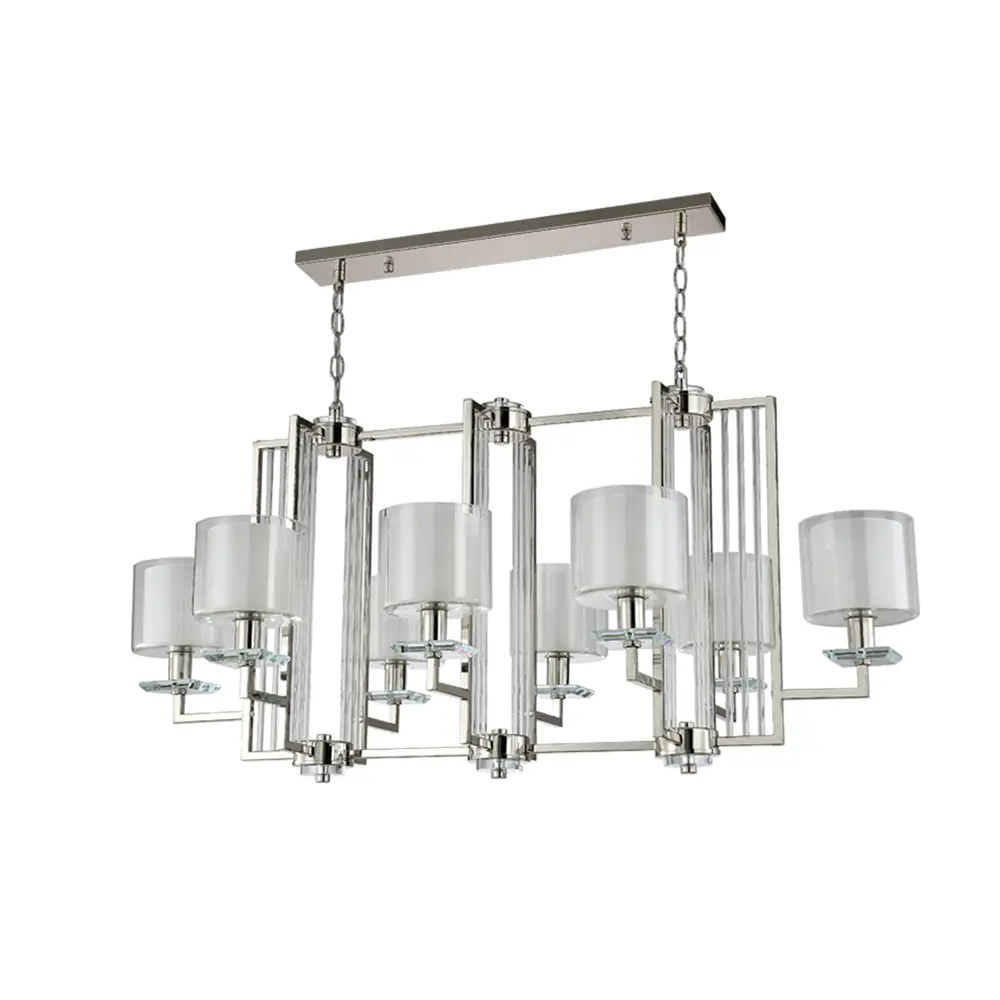 Фото Люстра подвесная Crystal Lux 308l_3400 8 ламп 16 м² цвет никель Фото Люстра подвесная Crystal Lux 308l_3400 8 ламп 16 м² цвет никель