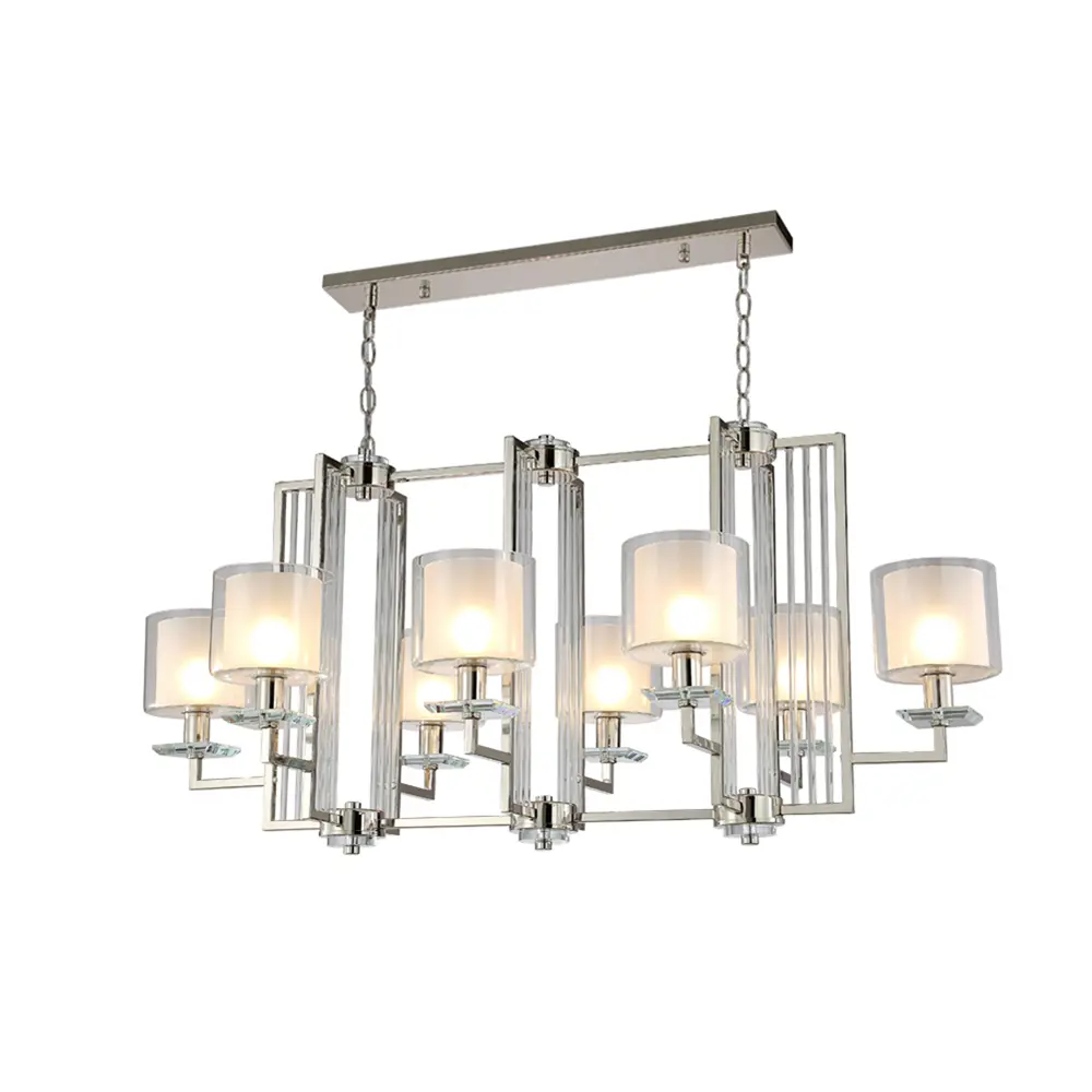 Фото 4 Люстра подвесная Crystal Lux 308l_3400 8 ламп 16 м² цвет никель Фото 4 Люстра подвесная Crystal Lux 308l_3400 8 ламп 16 м² цвет никель