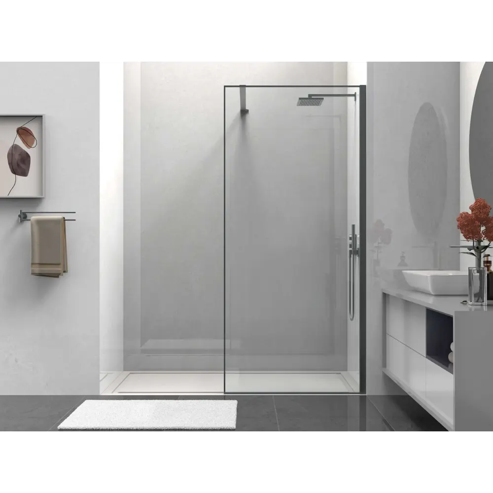 Фото 2 Душевая перегородка Vincea VSW-1HS800CLGM 80x200см антрацит профиль Фото 2 Душевая перегородка Vincea VSW-1HS800CLGM 80x200см антрацит профиль