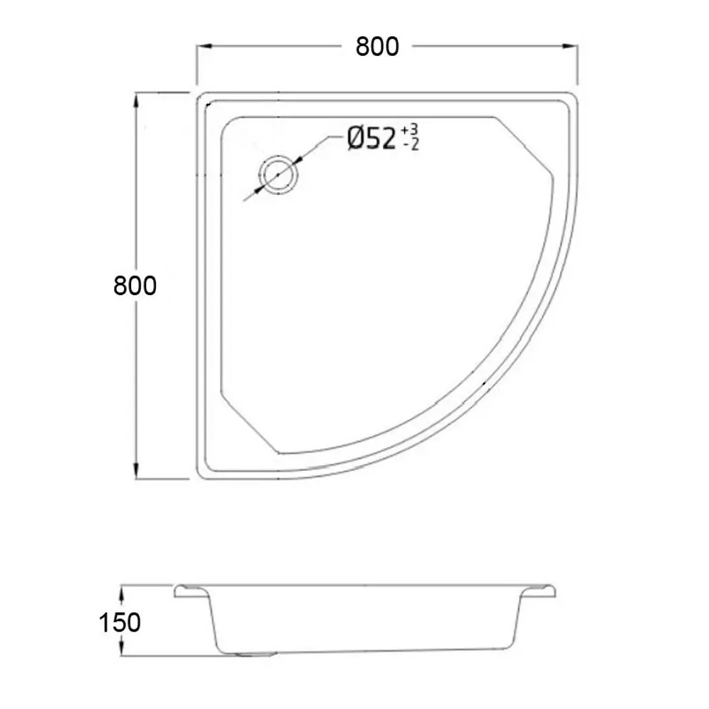 Фото 2 Душевой поддон Loranto LG800C 1/4 круга сталь 80x80см Фото 2 Душевой поддон Loranto LG800C 1/4 круга сталь 80x80см
