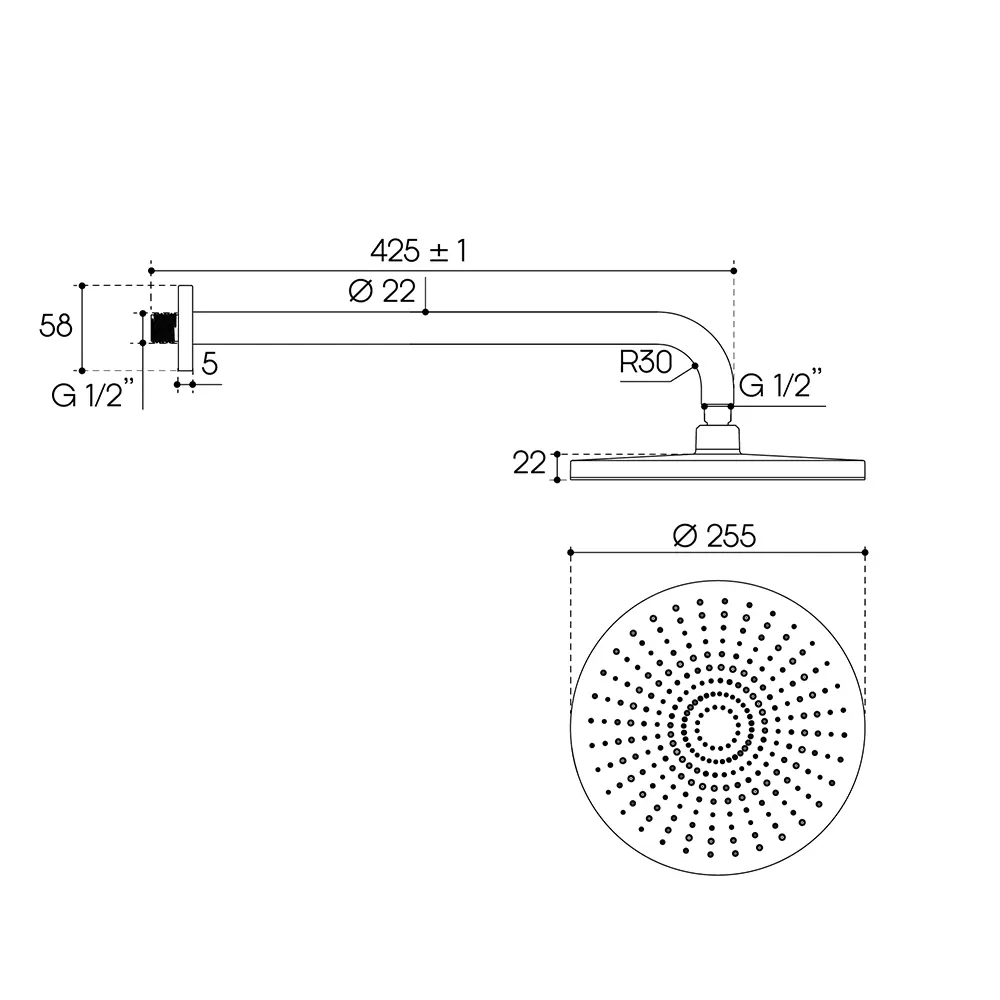 Фото 4 Лейка для верхнего душа Aqueduto Chuva AQDSCHU0900 c держателем цвет хром