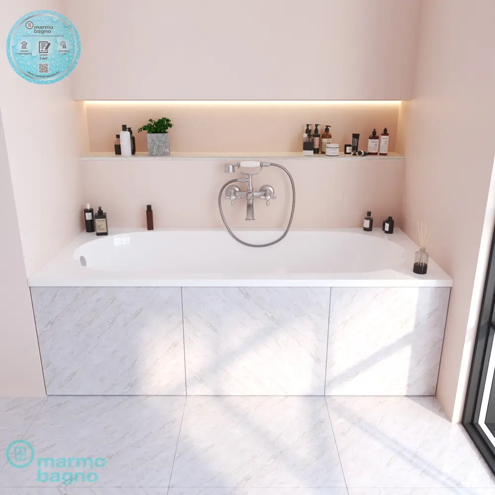 Фото Прямоугольная ванна Marmo Bagno MB-L170-75 искусственный камень 170x75см Фото Прямоугольная ванна Marmo Bagno MB-L170-75 искусственный камень 170x75см