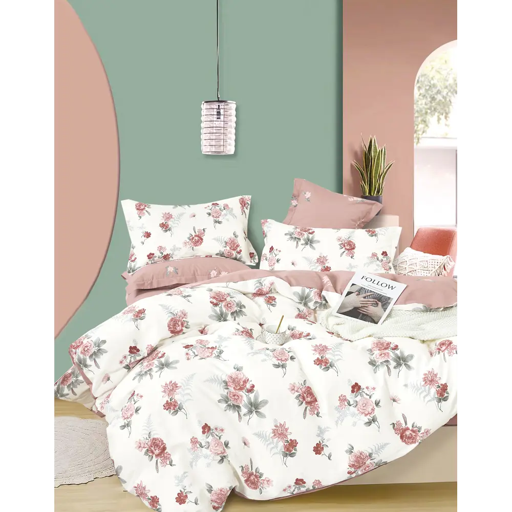 Фото Комплект постельного белья Tango Twill 2-спальный сатин наволочки 70x70 - 2 шт цвет белый/розовый TPIG2-1859-70