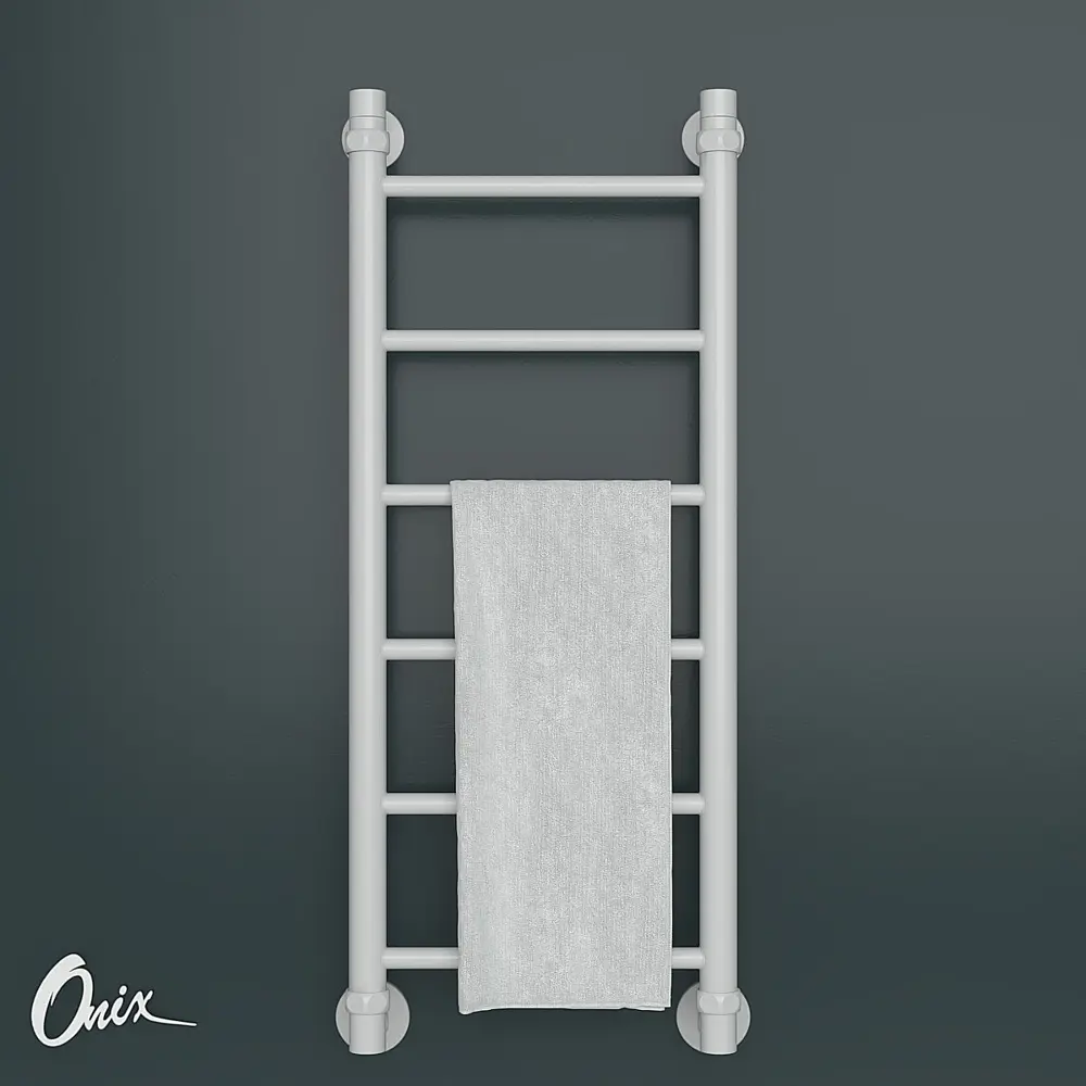 Фото 2 Полотенцесушитель водяной лестница Onix Classic white 80x30 см нижняя подводка нержавеющая сталь цвет белый Фото 2 Полотенцесушитель водяной лестница Onix Classic white 80x30 см нижняя подводка нержавеющая сталь цвет белый