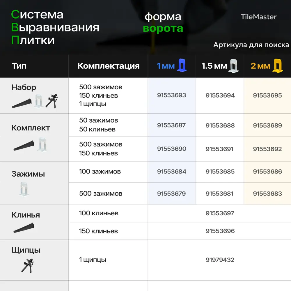 Фото 7 Зажим для СВП TileMaster ворота прозрачный 1.5 мм 100 шт Фото 7 Зажим для СВП TileMaster ворота прозрачный 1.5 мм 100 шт