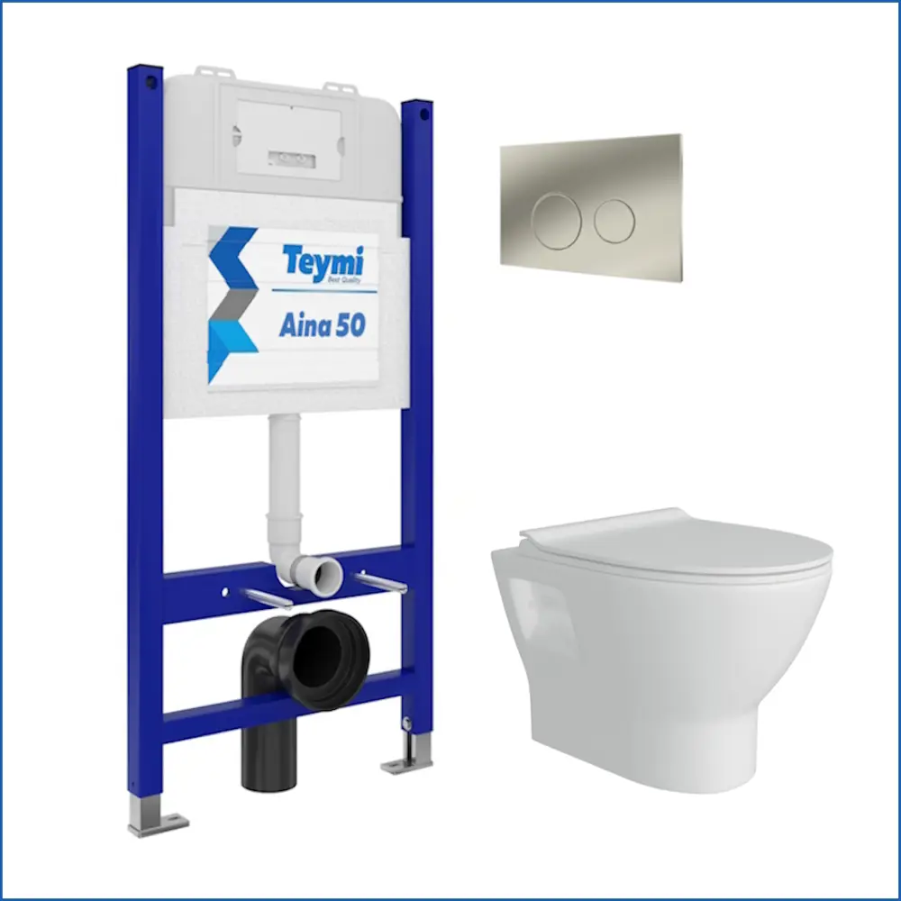 Фото 2 Комплект Teymi F13507 5 в 1 инсталляция с унитазом унитаз подвесной безободковый Ritta кнопка нержавеющая сталь Фото 2 Комплект Teymi F13507 5 в 1 инсталляция с унитазом унитаз подвесной безободковый Ritta кнопка нержавеющая сталь