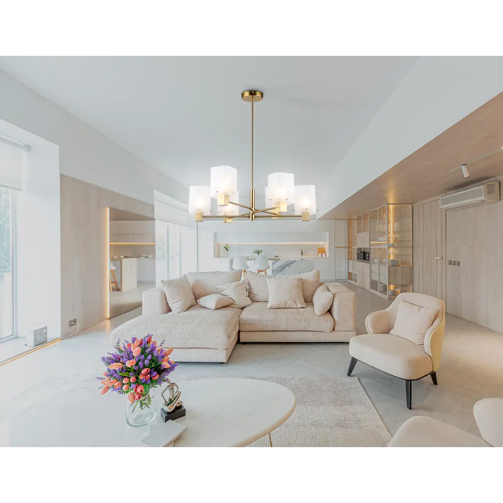 Фото 6 Люстра на штанге Ambrella light High light Lh57031 6 ламп 23 м² цвет латунь, дымчатый Фото 6 Люстра на штанге Ambrella light High light Lh57031 6 ламп 23 м² цвет латунь, дымчатый