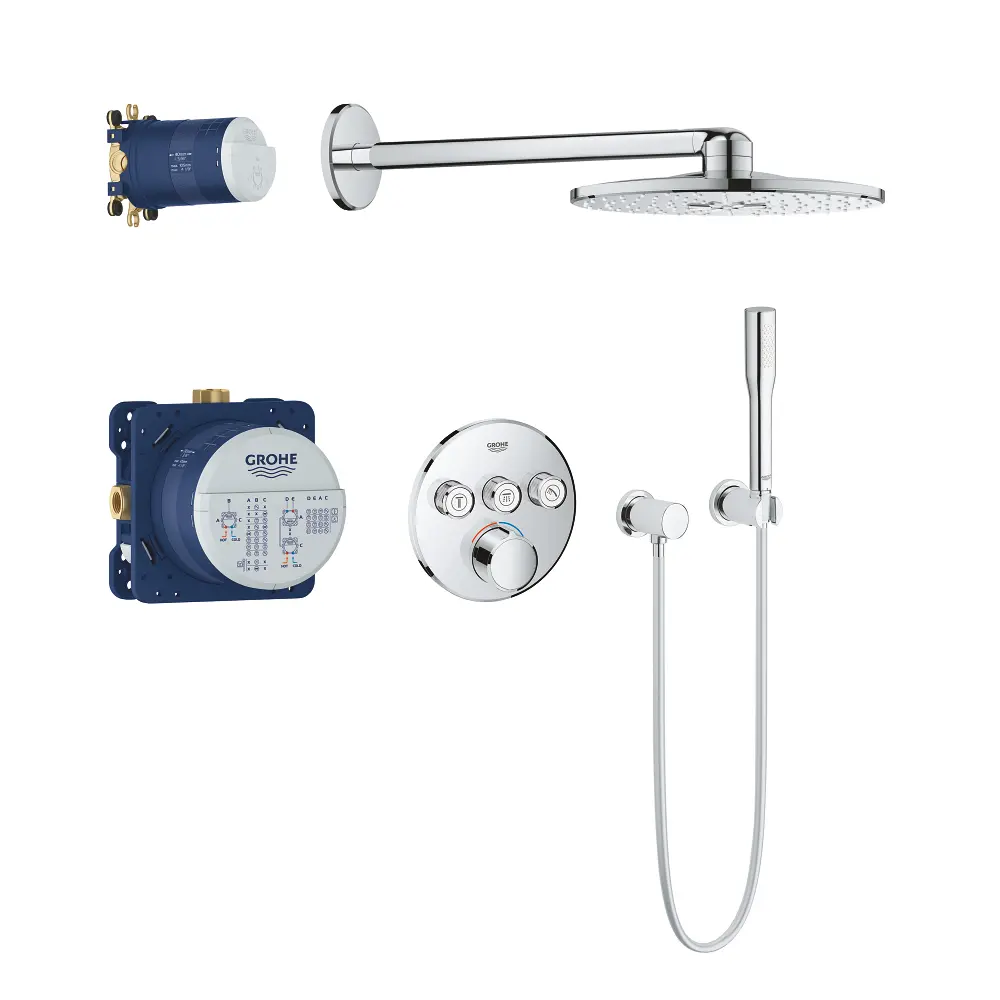 Фото Душевая система с душевым гарнитуром Grohe 34709000 SmartControl и верхним душем Rainshower 310, хром Фото Душевая система с душевым гарнитуром Grohe 34709000 SmartControl и верхним душем Rainshower 310, хром