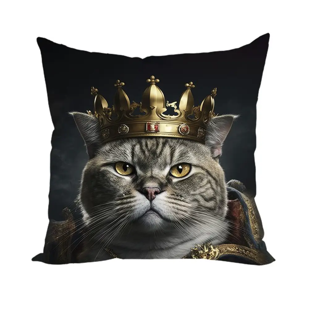 Фото Подушка декоративная Zaberite Коты-Короли Серый 3471, 40x40 см Фото Подушка декоративная Zaberite Коты-Короли Серый 3471, 40x40 см