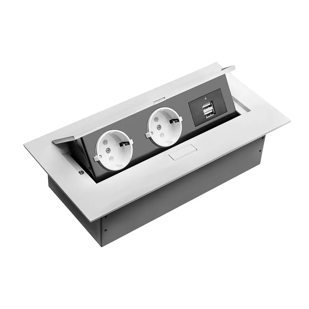 Фото Розетка выдвижная двойная встраиваемая Gtv AE-PBU02GS-10 2 USB горизонтальная цвет белый Фото Розетка выдвижная двойная встраиваемая Gtv AE-PBU02GS-10 2 USB горизонтальная цвет белый