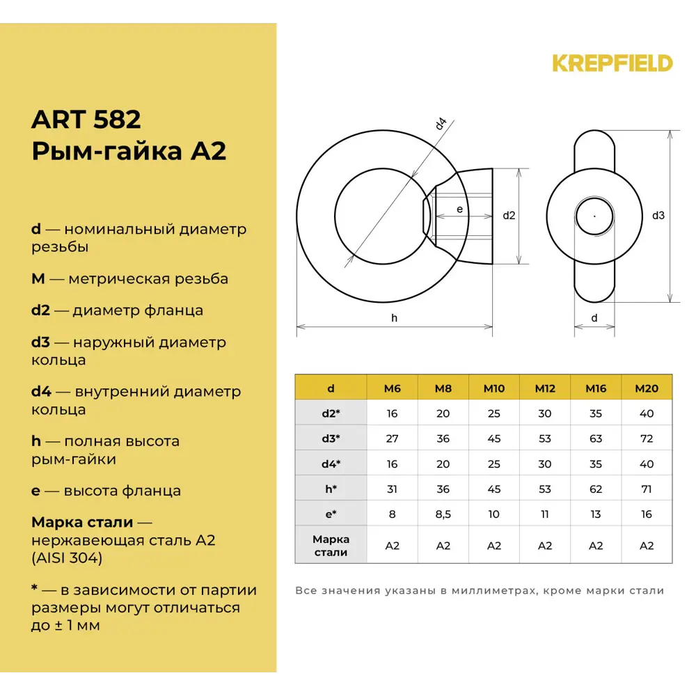 Фото 3 Рым-гайка Нержавеющая Krepfield М8 ART 582 А2 1 шт. Фото 3 Рым-гайка Нержавеющая Krepfield М8 ART 582 А2 1 шт.