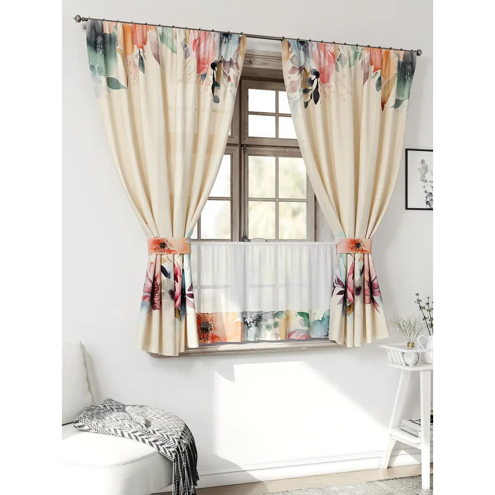 Фото 3 Комплект штор Comfy way CW705148-160 на шторной ленте 160x150 см цвет разноцветный, молочный, красный, светло-бежевый Фото 3 Комплект штор Comfy way CW705148-160 на шторной ленте 160x150 см цвет разноцветный, молочный, красный, светло-бежевый