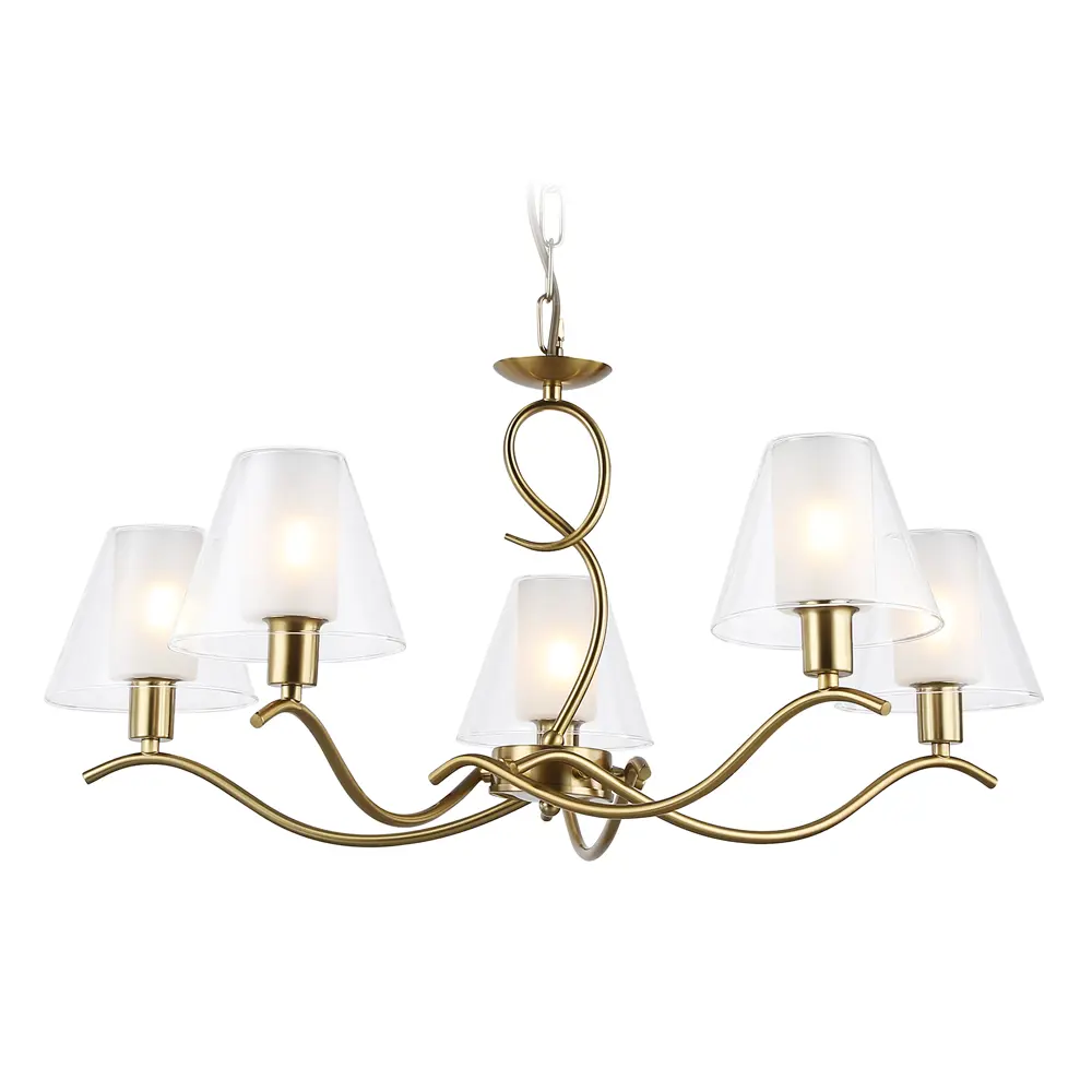 Фото Люстра подвесная Ambrella light High light Lh57091 5 ламп 20 м² цвет белый матовый, латунь Фото Люстра подвесная Ambrella light High light Lh57091 5 ламп 20 м² цвет белый матовый, латунь