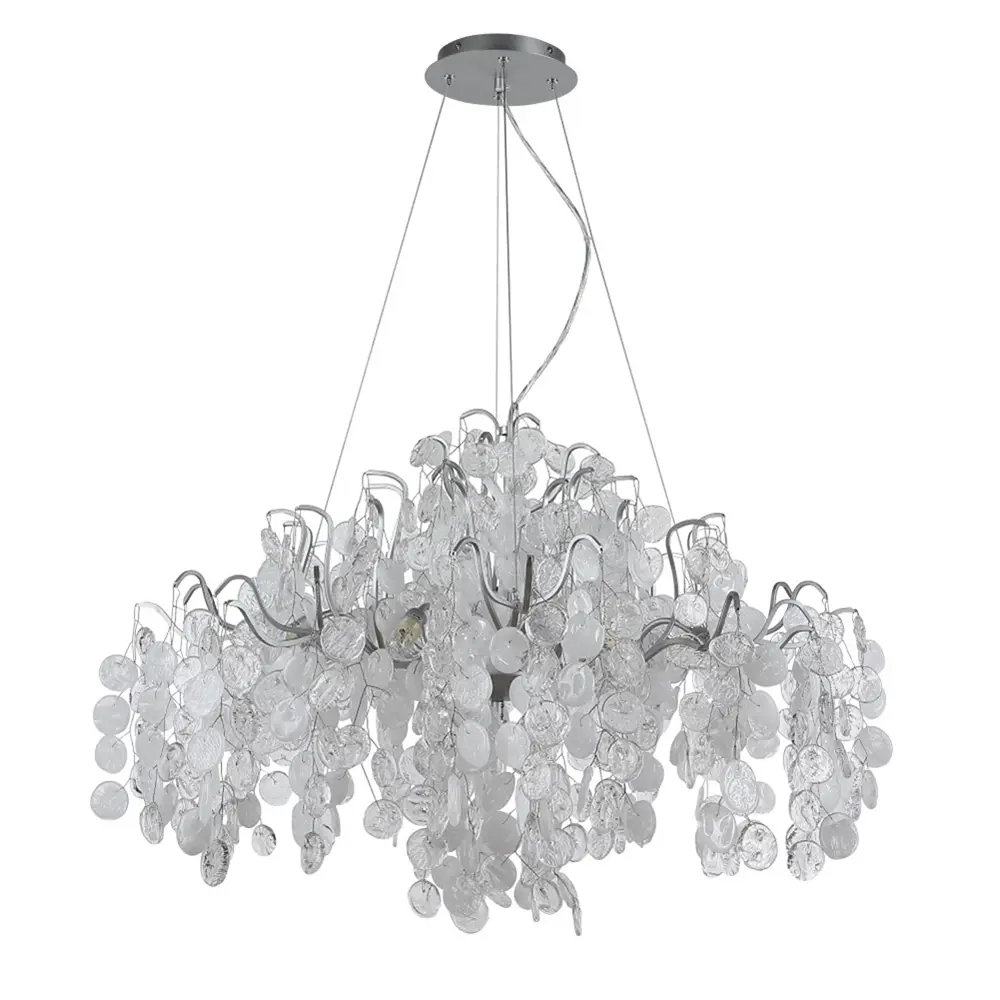 Фото Люстра подвесная Crystal Lux 309_3181 9 ламп 18 м² цвет серебро Фото Люстра подвесная Crystal Lux 309_3181 9 ламп 18 м² цвет серебро