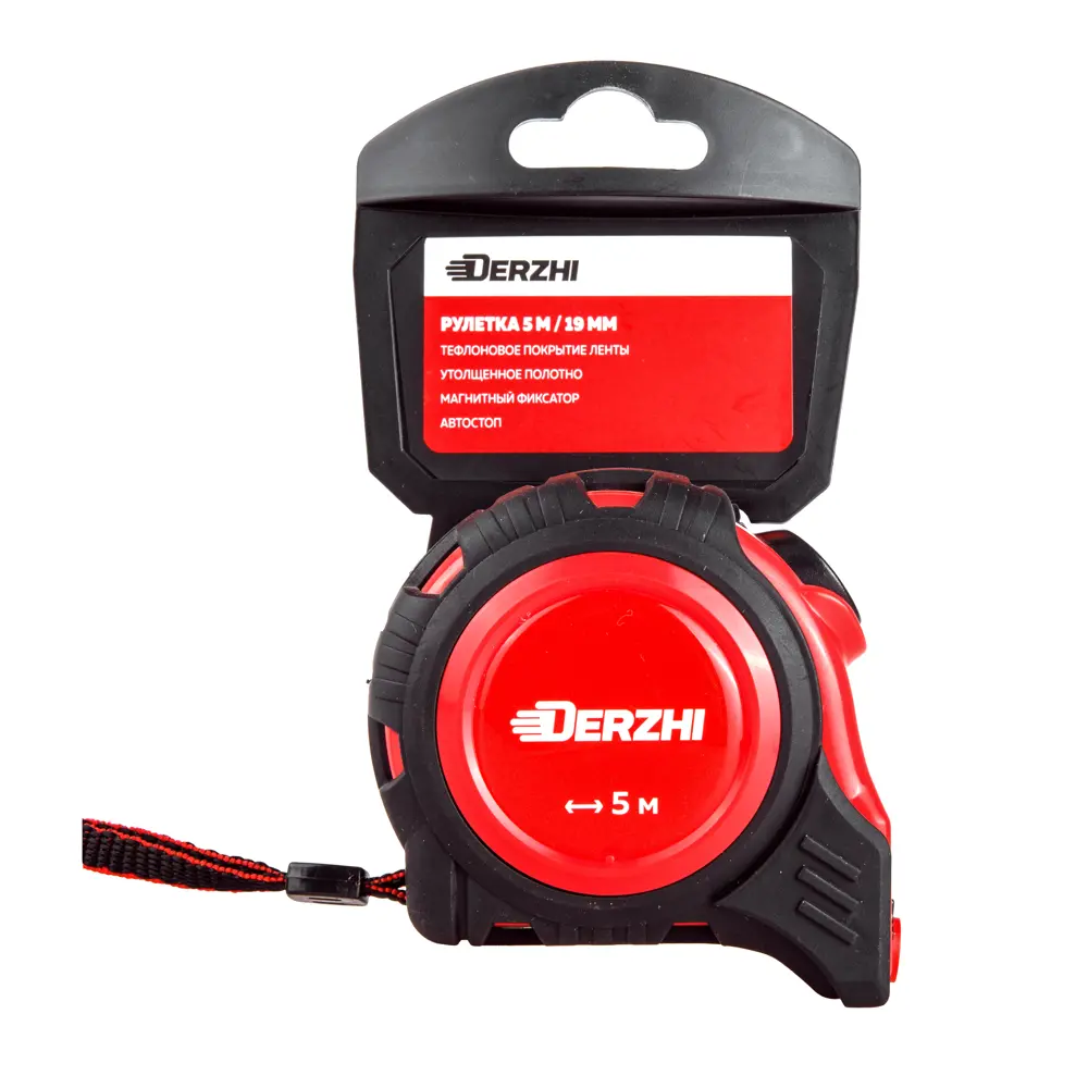 Фото 2 Рулетка Derzhi 8419-005 с магнитным наконечником и автостопом 5 м x 19 мм