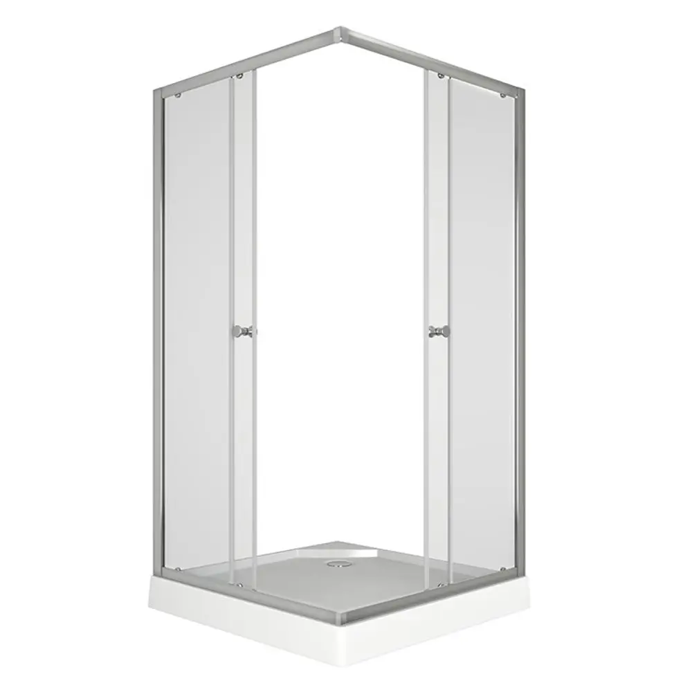 Фото 2 Душевой уголок Bauedge Stil Hit TY0036 с поддоном 100x100x195, прозрачное закаленное стекло, хромированный профиль Фото 2 Душевой уголок Bauedge Stil Hit TY0036 с поддоном 100x100x195, прозрачное закаленное стекло, хромированный профиль