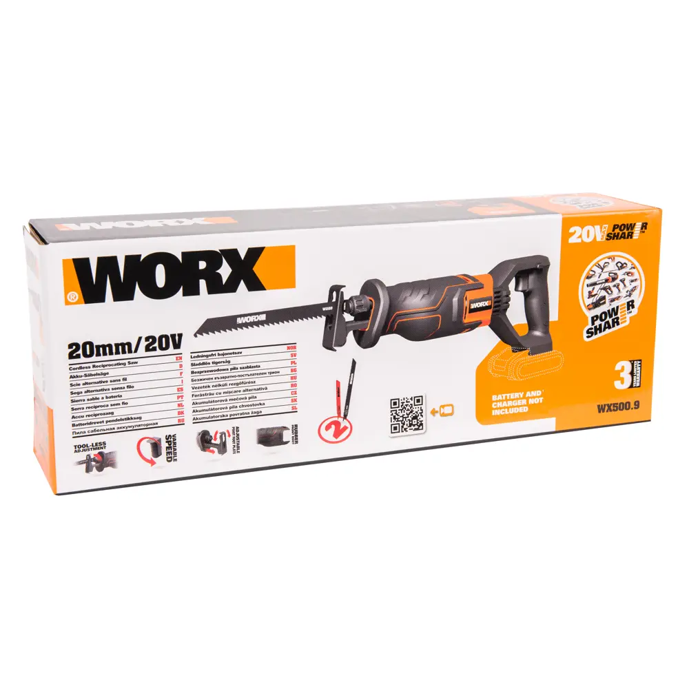 Фото 8 Пила сабельная аккумуляторная Worx WX500.9 НСК, 20 В Li-Ion без АКБ и ЗУ Фото 8 Пила сабельная аккумуляторная Worx WX500.9 НСК, 20 В Li-Ion без АКБ и ЗУ