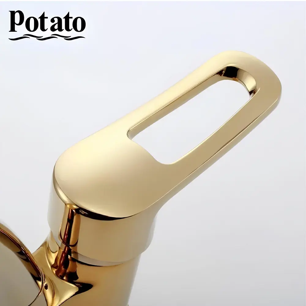 Фото 5 Смеситель для кухни Potato P59150-4N поворотный излив 26 см цвет золотистый Фото 5 Смеситель для кухни Potato P59150-4N поворотный излив 26 см цвет золотистый