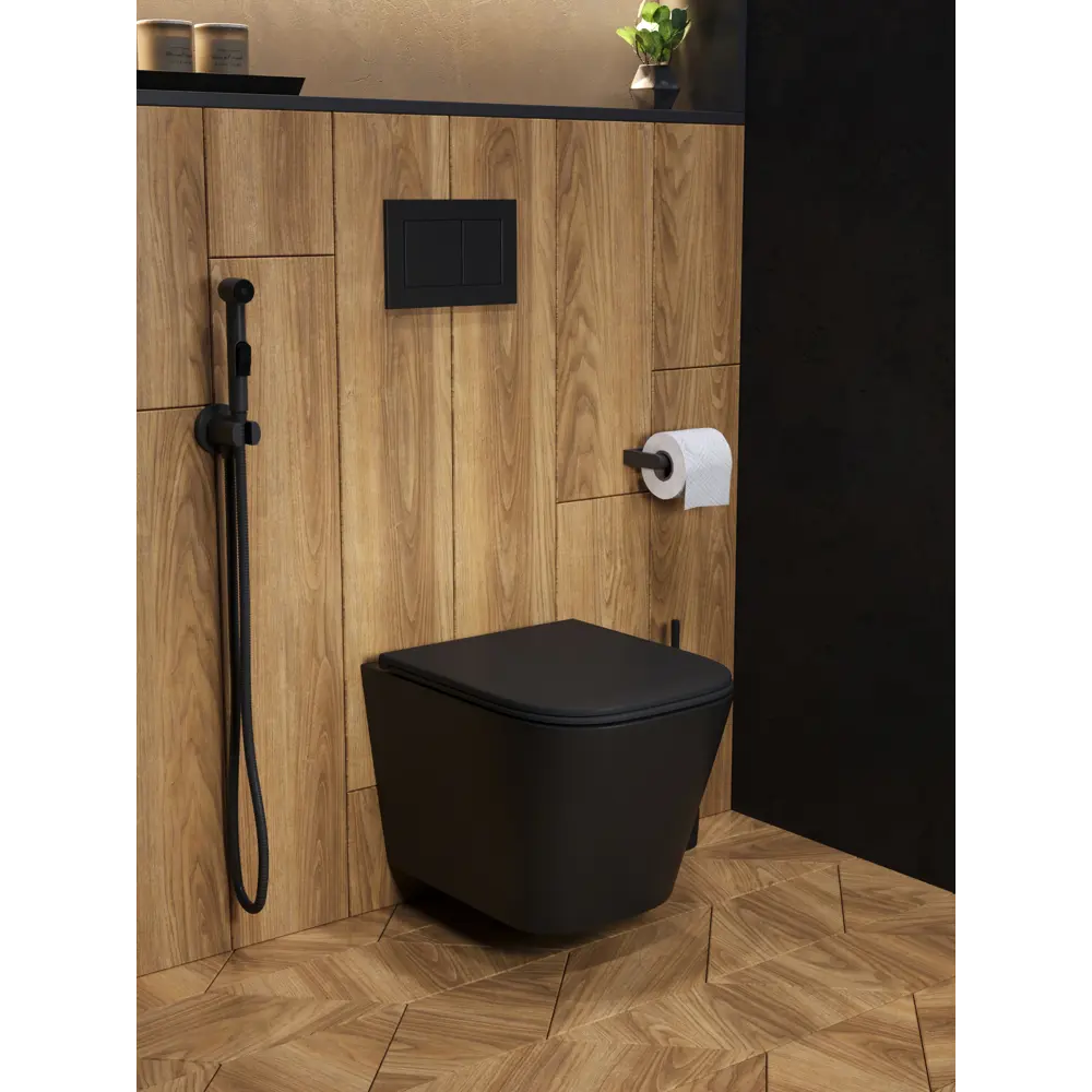 Фото 5 Унитаз подвесной Watersense Eva S безободковый быстросъемное сиденье микролифт цвет черный матовый Фото 5 Унитаз подвесной Watersense Eva S безободковый быстросъемное сиденье микролифт цвет черный матовый