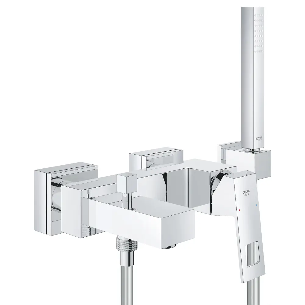 Фото Однорычажный смеситель для ванны Grohe Eurocube с лейкой и шлангом хром 23141000 Фото Однорычажный смеситель для ванны Grohe Eurocube с лейкой и шлангом хром 23141000