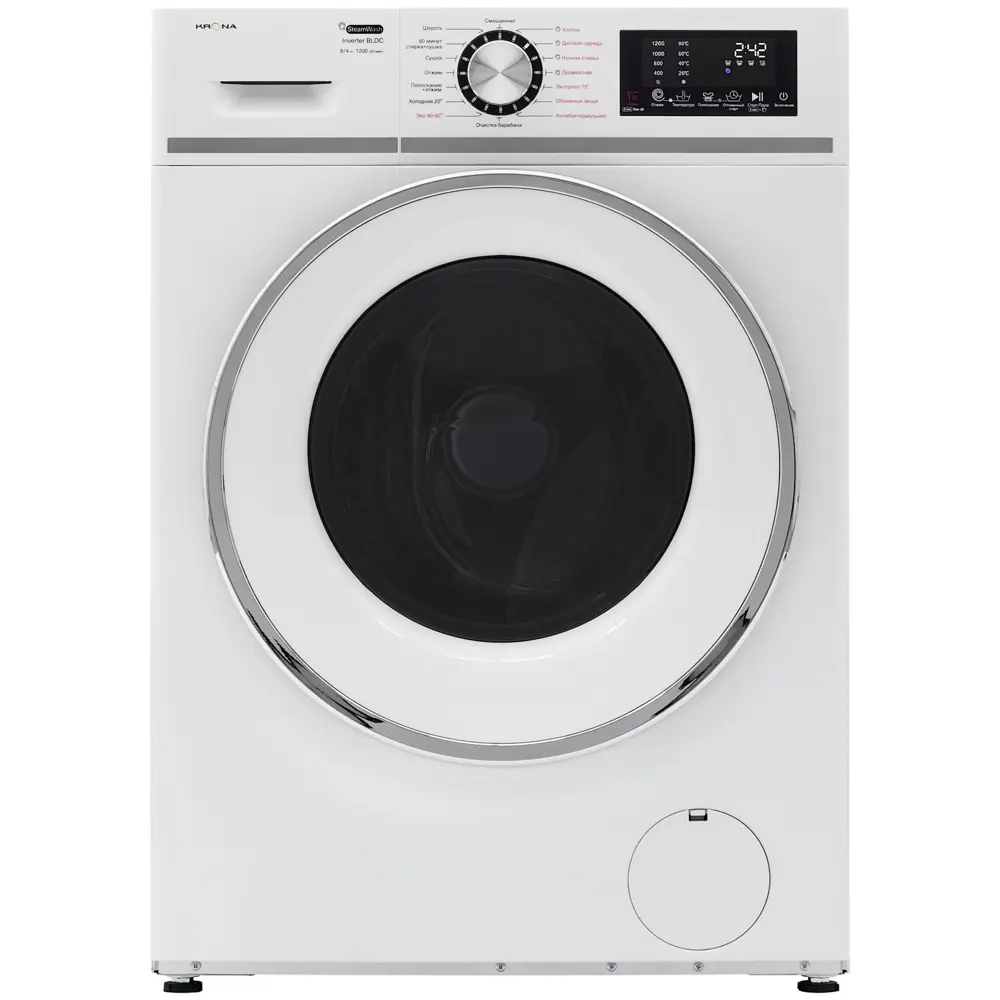 Фото Стиральная машина Krona Itter opti white 1200 8/4k wdm 59.8x84.5x52.5 см 8 кг цвет белый Фото Стиральная машина Krona Itter opti white 1200 8/4k wdm 59.8x84.5x52.5 см 8 кг цвет белый