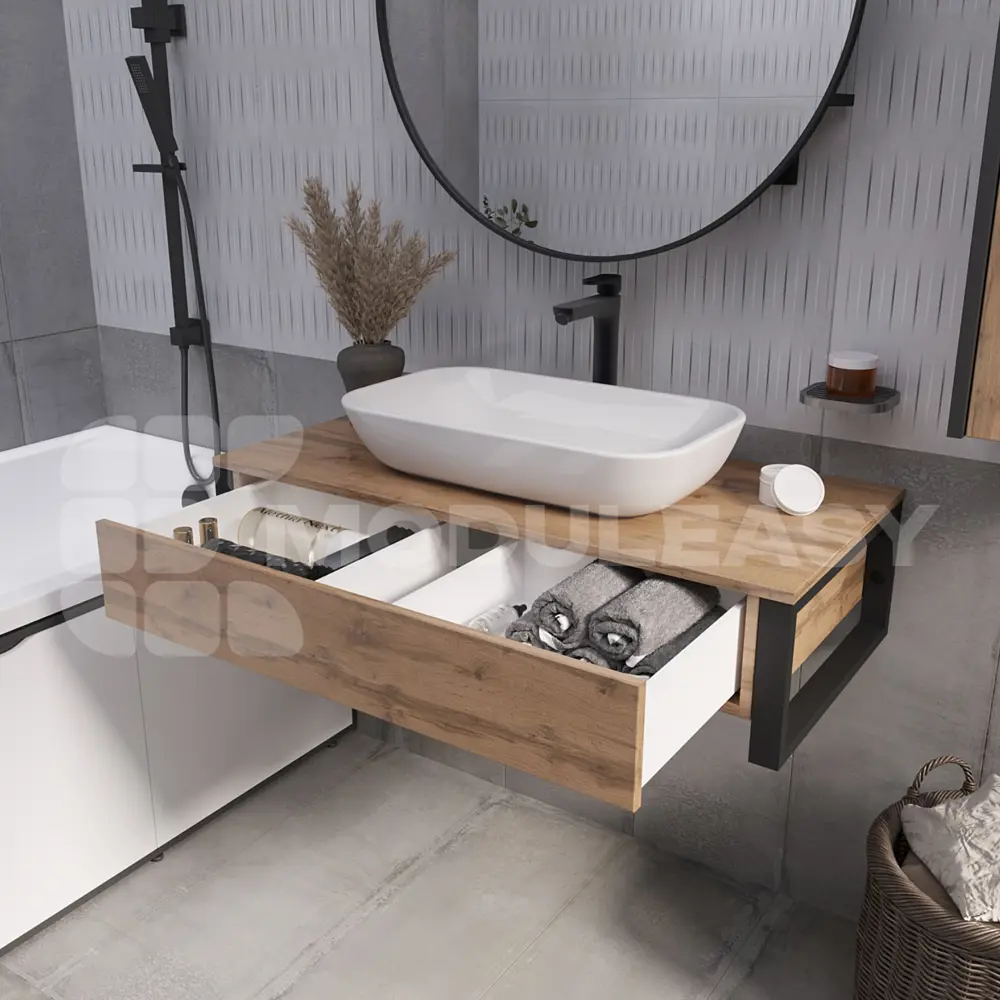 Фото 7 Тумба под раковину MODULEASY 100x48 см ATTIC подвесная цвет дуб вотан Ц0000037793 Фото 7 Тумба под раковину MODULEASY 100x48 см ATTIC подвесная цвет дуб вотан Ц0000037793