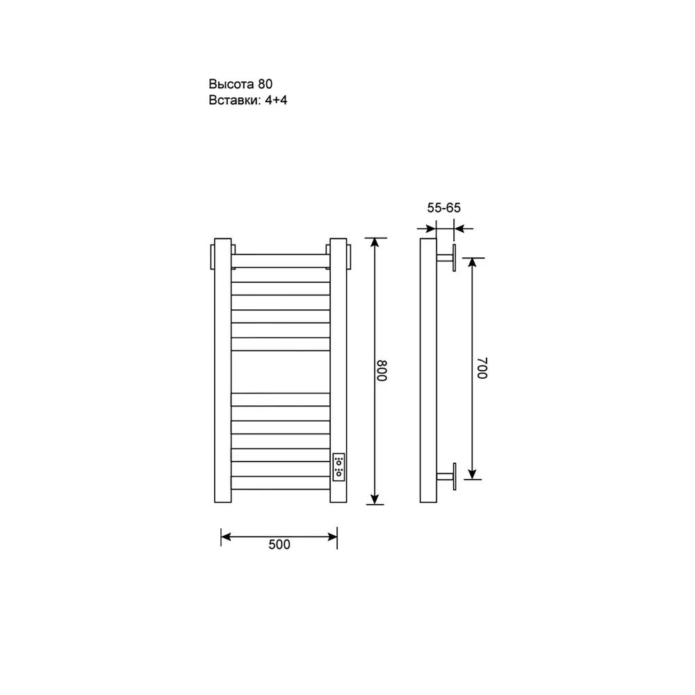 Фото 3 Полотенцесушитель электрический Primoclima Nox 30 E Inox 500x800 мм 120 Вт с терморегулятором лесенка цвет черный матовый Фото 3 Полотенцесушитель электрический Primoclima Nox 30 E Inox 500x800 мм 120 Вт с терморегулятором лесенка цвет черный матовый