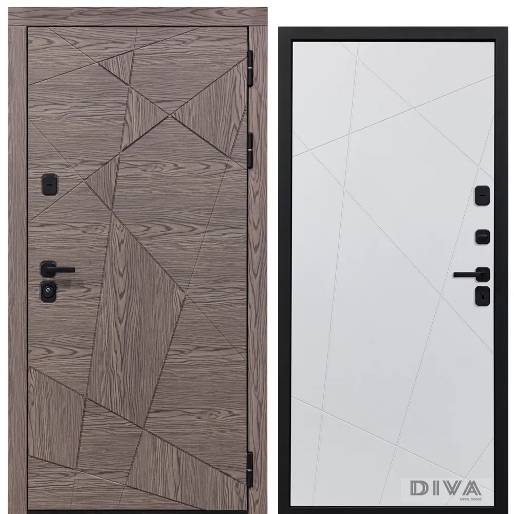 Фото Входная дверь Diva Line 40 860x2050см правый цвет дуб коньяк/Д11 белый софт