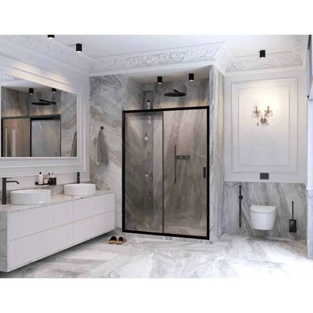 Фото 2 Душевая дверь Ambassador 17021219AB 130см эффект стекла прозрачный раздвижной