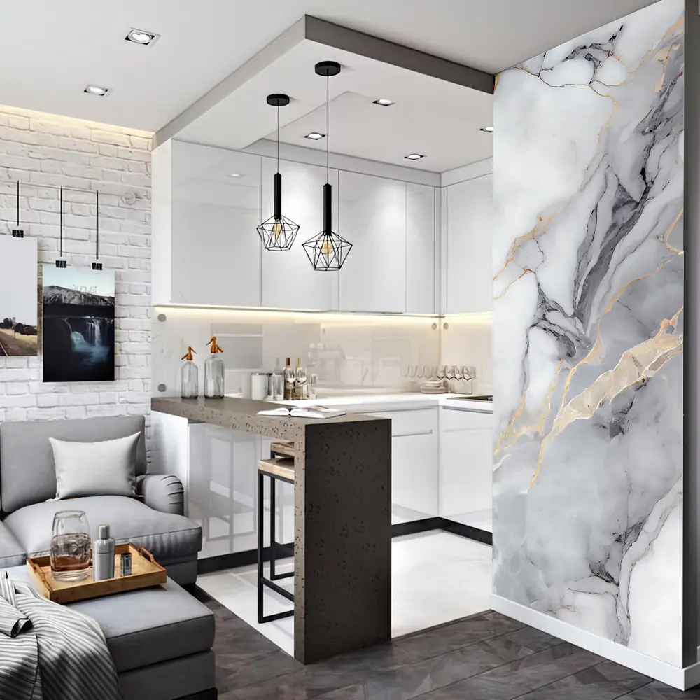 Фото Фотообои флизелиновые Urban Style Серый мрамор UST1847, 100x270 см Фото Фотообои флизелиновые Urban Style Серый мрамор UST1847, 100x270 см