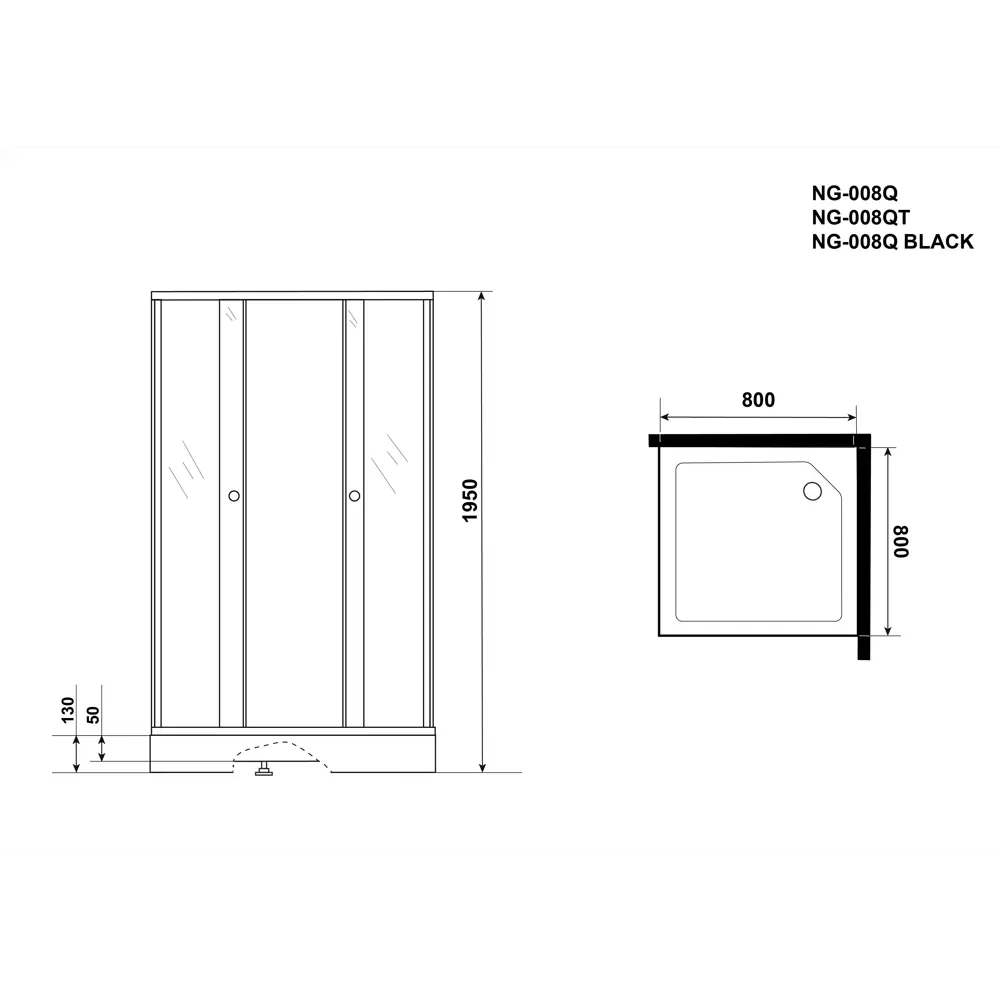 Фото 3 Душевой уголок Niagara Ng-008-14qblack прямоугольный с поддоном 80x80см профиль черный эффект стекла матовый Фото 3 Душевой уголок Niagara Ng-008-14qblack прямоугольный с поддоном 80x80см профиль черный эффект стекла матовый