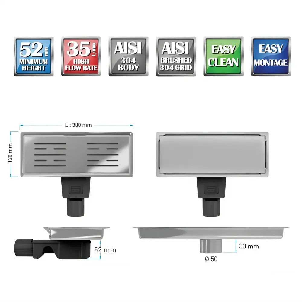 Фото 4 Трап для душа Bejert B714C231-11050-3 комбинированный затвор 12x30 см нержавеющая сталь Фото 4 Трап для душа Bejert B714C231-11050-3 комбинированный затвор 12x30 см нержавеющая сталь