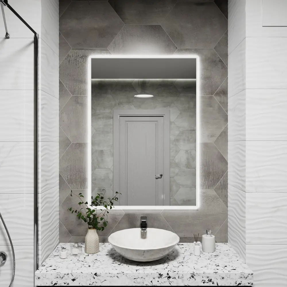 Фото Зеркало со встроенной подсветкой One mirror 11080бсх 80x110 см Фото Зеркало со встроенной подсветкой One mirror 11080бсх 80x110 см