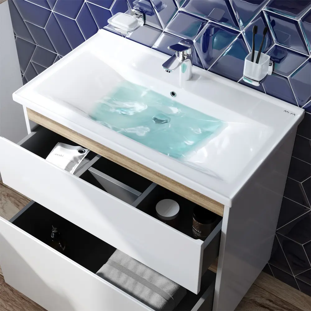 Фото 5 Тумба под раковину напольная Am.pm M85FSX0802WC080WG-P22 80см цвет белый Фото 5 Тумба под раковину напольная Am.pm M85FSX0802WC080WG-P22 80см цвет белый