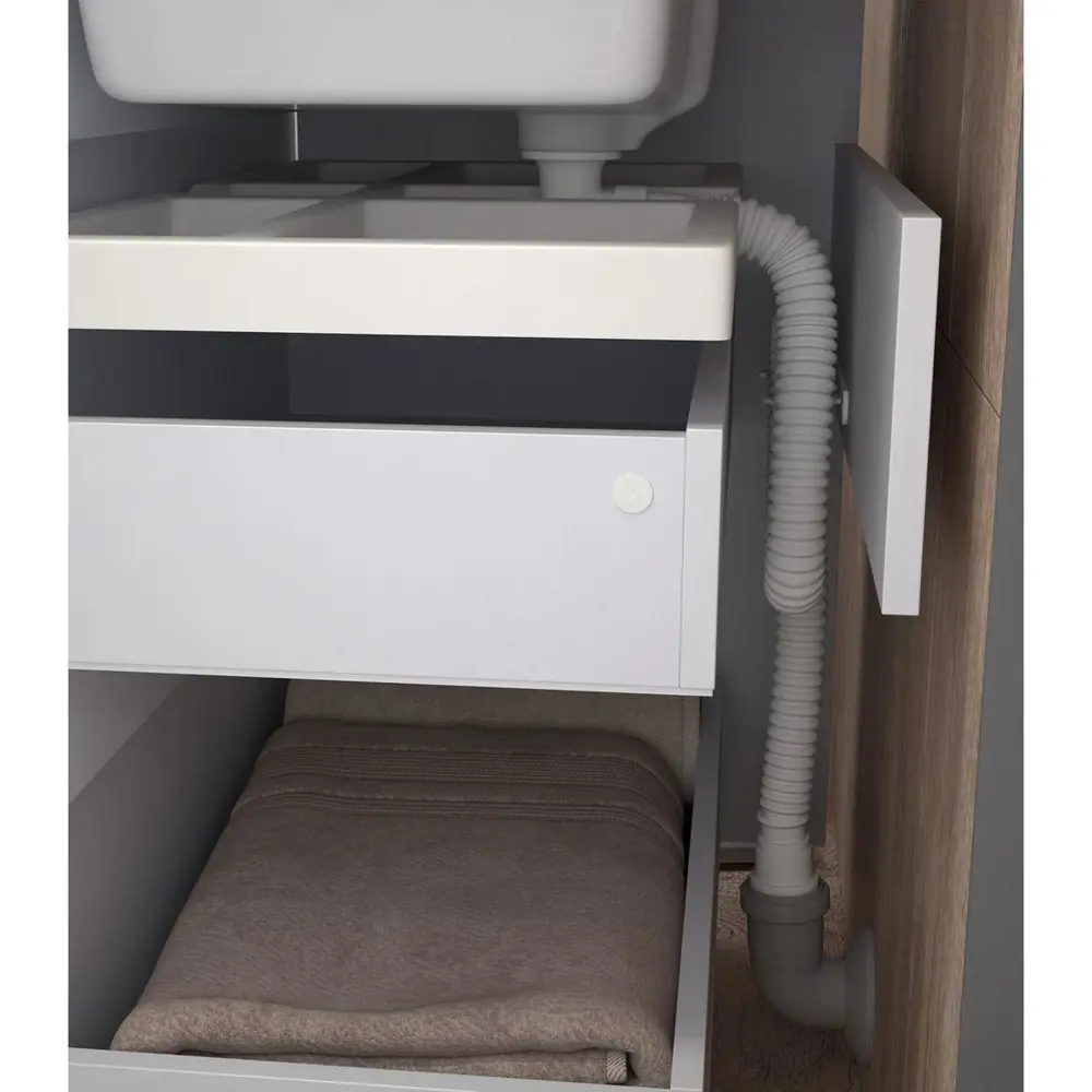 Фото 7 Тумба под раковину напольная Vigo 028 белый-LM 46см цвет белый