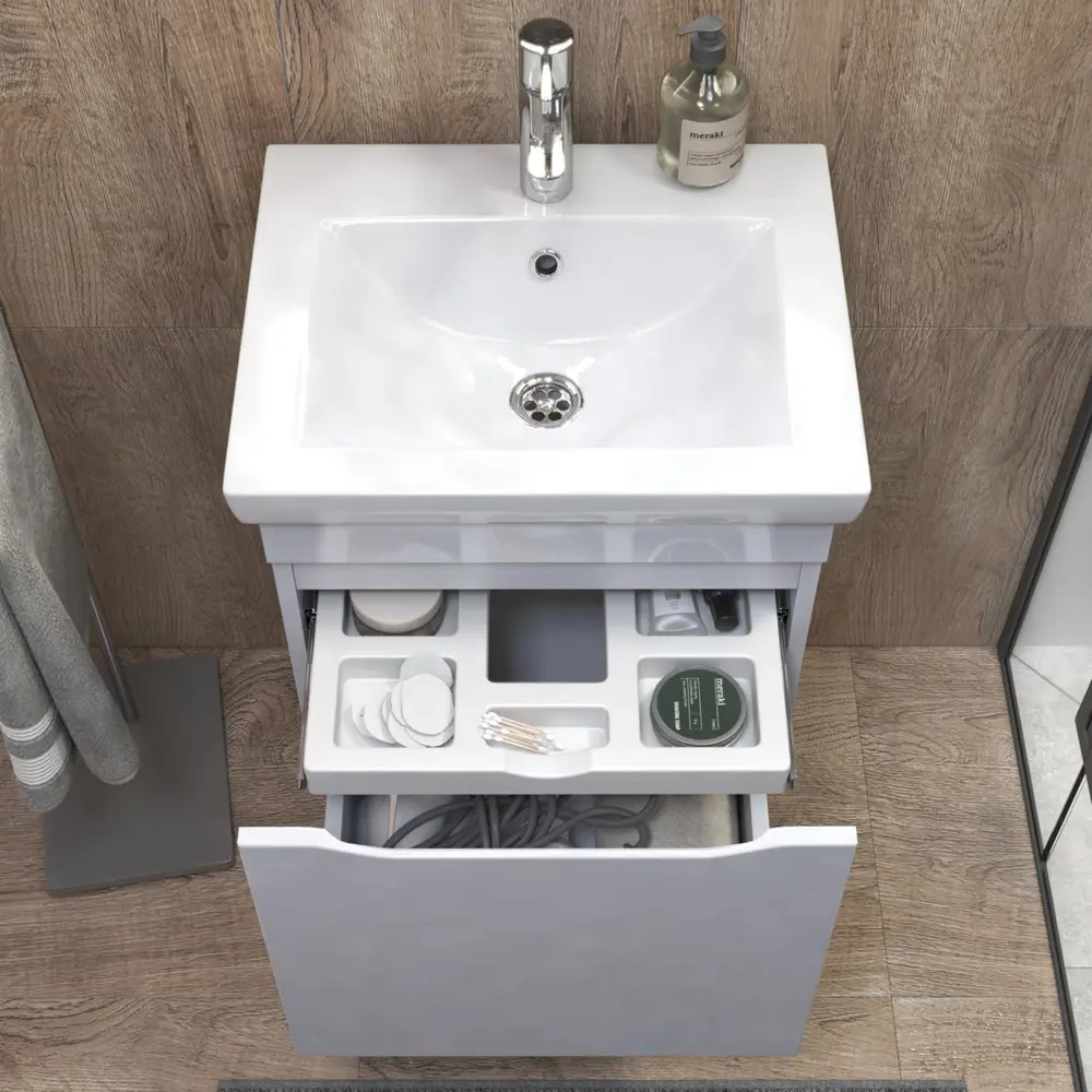 Фото 6 Тумба под раковину напольная Vigo 028 белый-LM 46см цвет белый