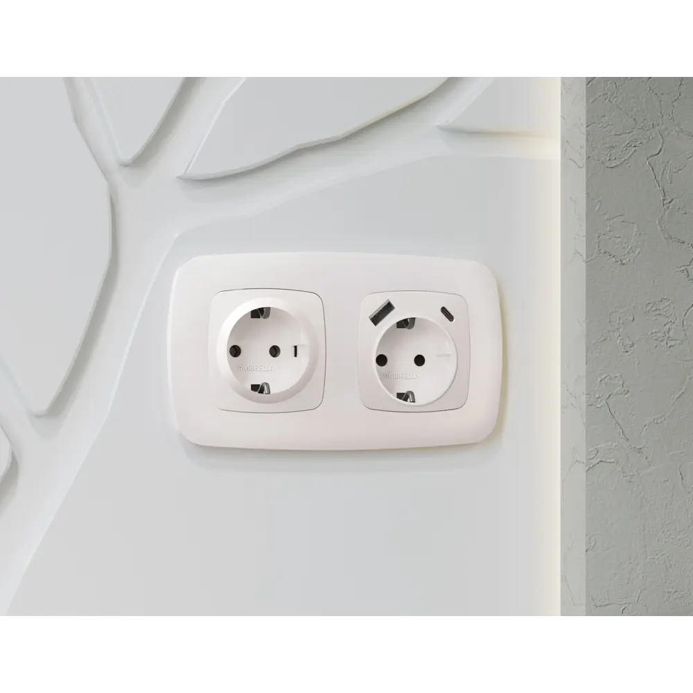 Фото 2 Накладка для розетки с заземлением и со шторками 2USB A+C Ambrella volt Omega OP2100 цвет жемчуг Фото 2 Накладка для розетки с заземлением и со шторками 2USB A+C Ambrella volt Omega OP2100 цвет жемчуг
