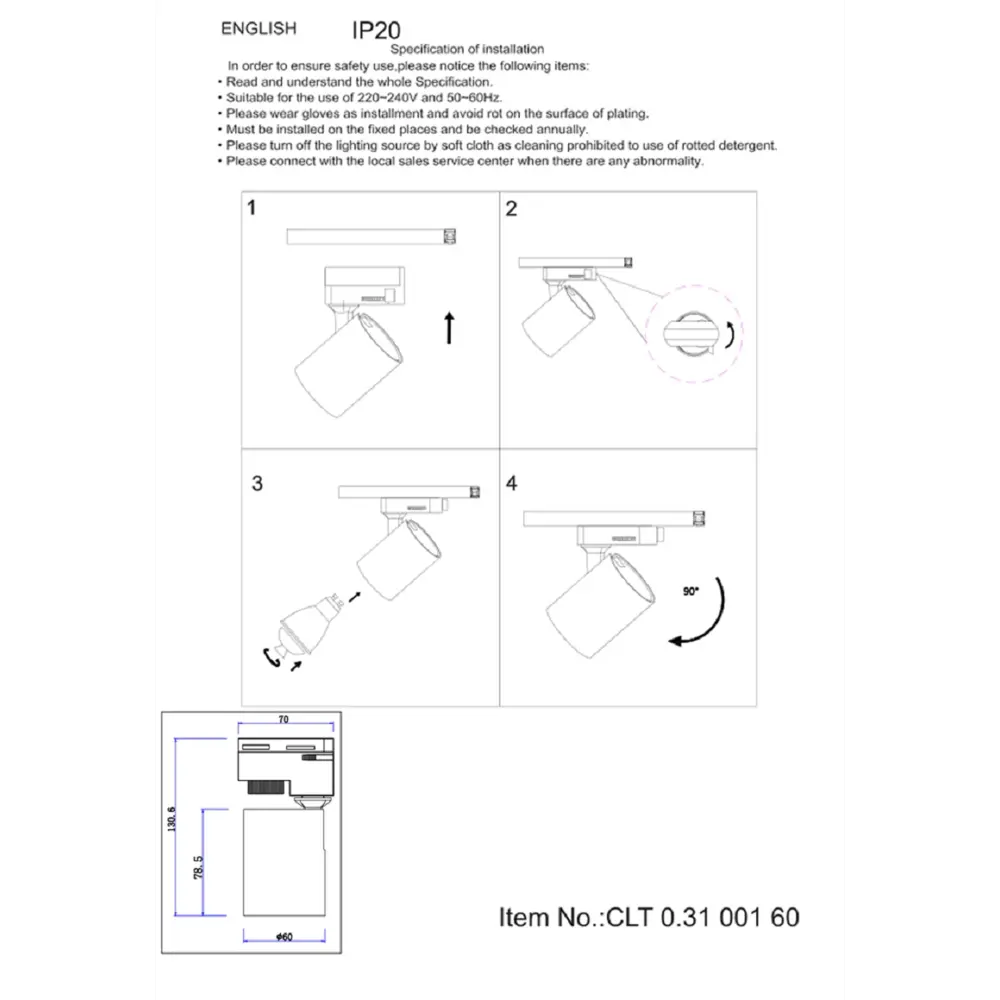 Фото 2 Трековый светильник спот под лампу Gu10 Crystal Lux Clt 0.31 001 60 bl-go однофазный цвет черный Фото 2 Трековый светильник спот под лампу Gu10 Crystal Lux Clt 0.31 001 60 bl-go однофазный цвет черный