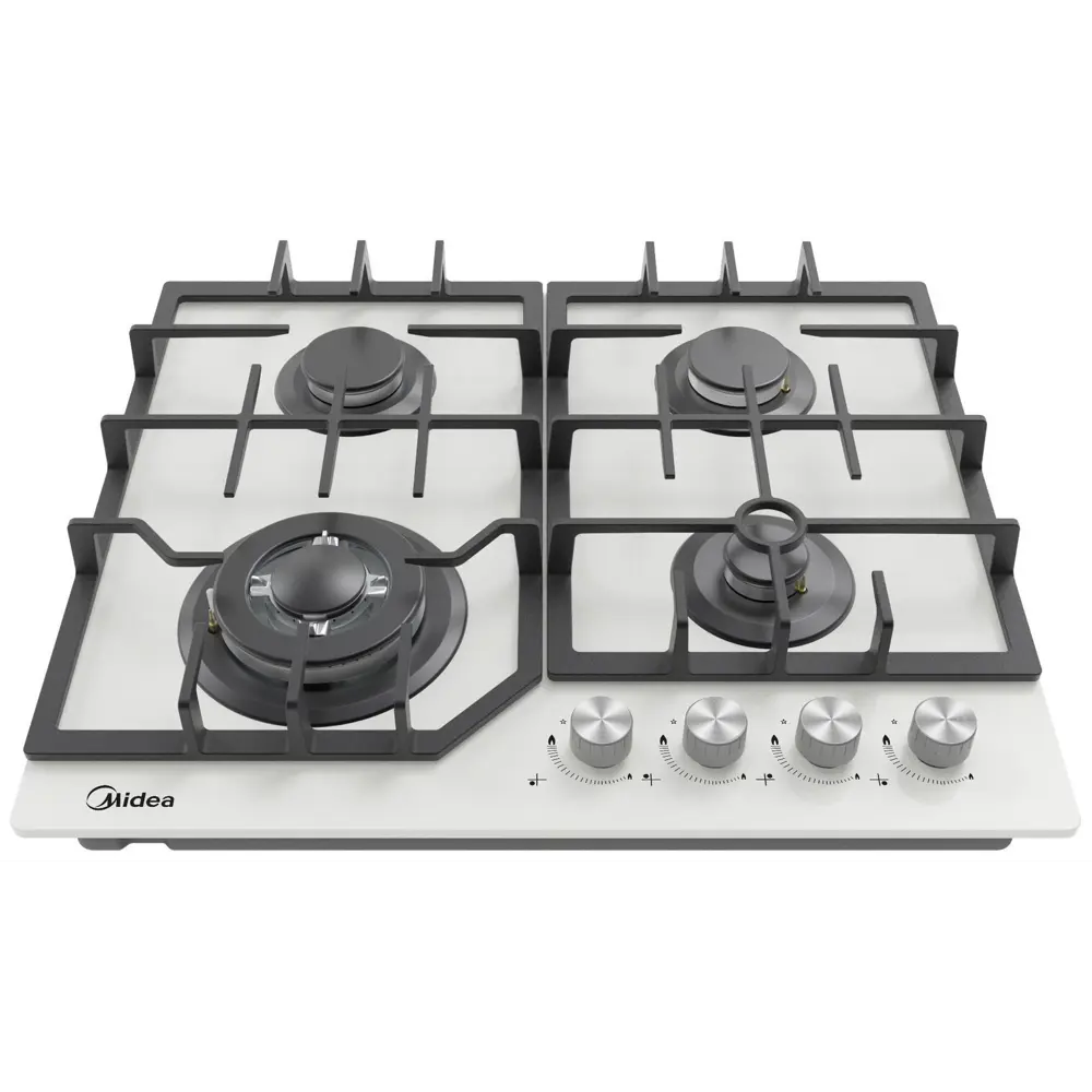 Фото 2 Газовая варочная панель Midea MG643TGW 60 см 4 конфорки цвет белый Фото 2 Газовая варочная панель Midea MG643TGW 60 см 4 конфорки цвет белый