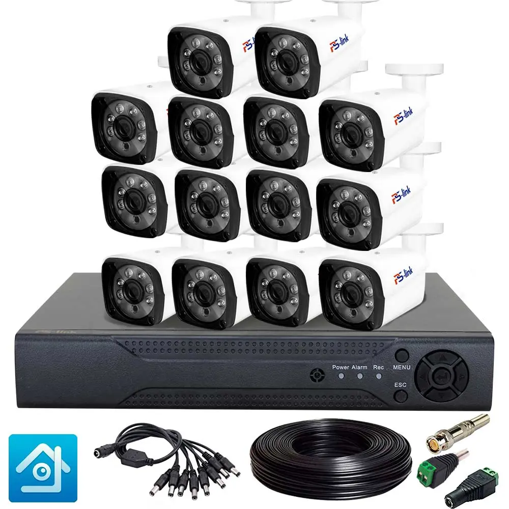 Фото 2 Комплект для видеонаблюдения AHD PS-link 14 камер для улицы 2Мп цвет белый Фото 2 Комплект для видеонаблюдения AHD PS-link 14 камер для улицы 2Мп цвет белый