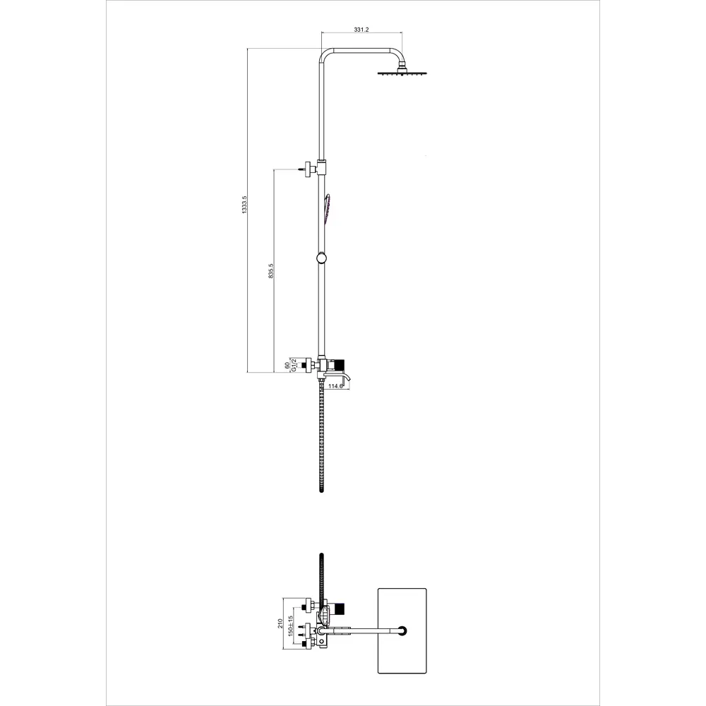 Фото 2 Душевая стойка Maxonor pure life Pl2484-9 2 режимная цвет графит